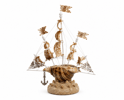Artisan Seashell Sailing Ship